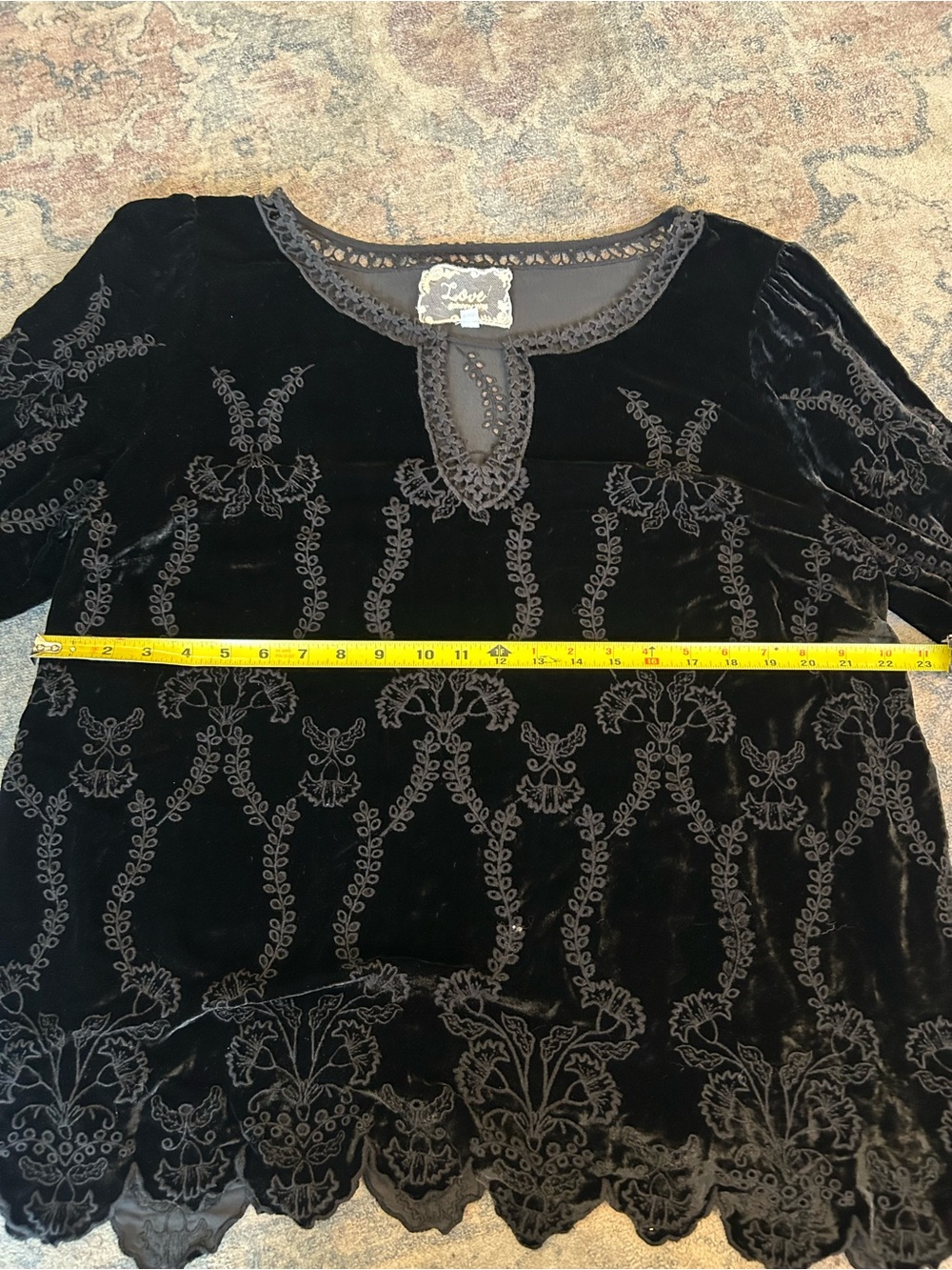 Johnny Was Althea Black Velvet Embroidered peasant V-Neck Tunic XL - Picture 5 of 9